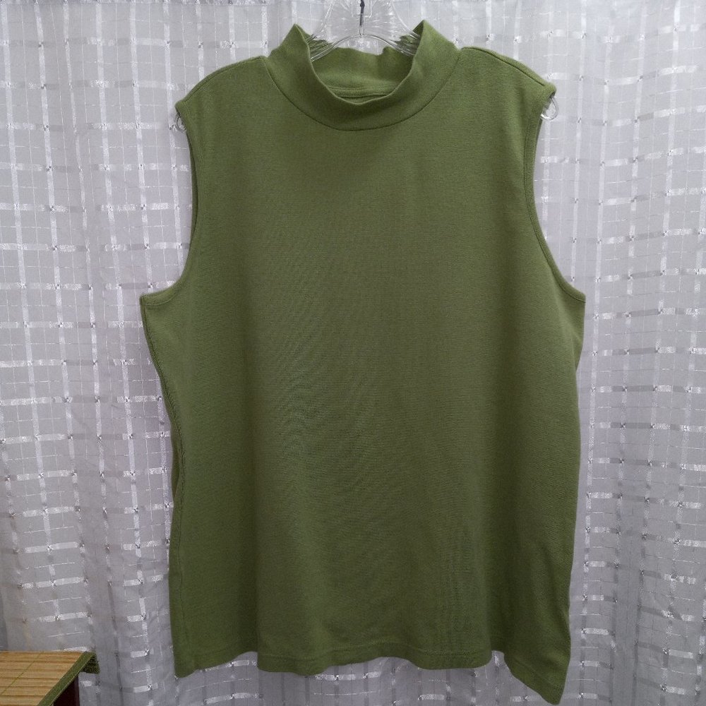 CJ Banks Mock Turtleneck Top Sage Green 2x